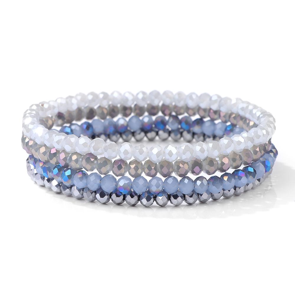Set da 4 Pezzi Braccialetti Elastici con Perline di Cristallo Lucido Bohemien Facettati Colorati Braccialetti con Perline di Vetro di Cristallo Set di Braccialetti per Donne