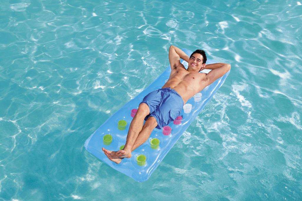 Bestway 1.88m X 71cm Transparent Floating Mat with Underwater View Window, FloatSwimming Ring 43040 (Blue)
