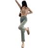Tassel straight-leg pants women's small denim nine-point pants summer high-waisted soft fabric narrow open-ended pipe pants