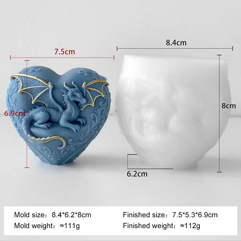 

3D Летающий Дракон Рельеф Сердце Форма Силиконовая Форма DIY Ароматическая Свеча Гипсовые Формы Ручная Работа Мыло Свечи Расходные Материалы