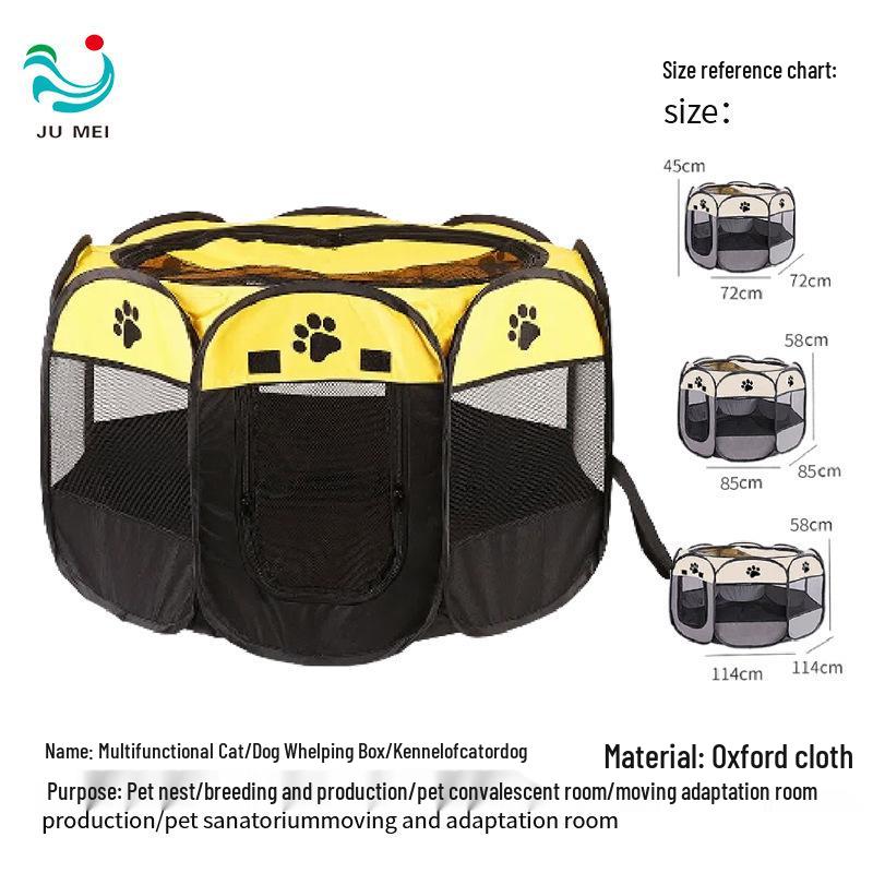 Tragbares achteckiges Haustierzelt: Faltbarer Katzen- und Hundekäfig aus Oxford-Stoff