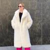 Fur autumn and winter long fox fur coat white imitation fur coat women's belt environmentally friendly fur coat