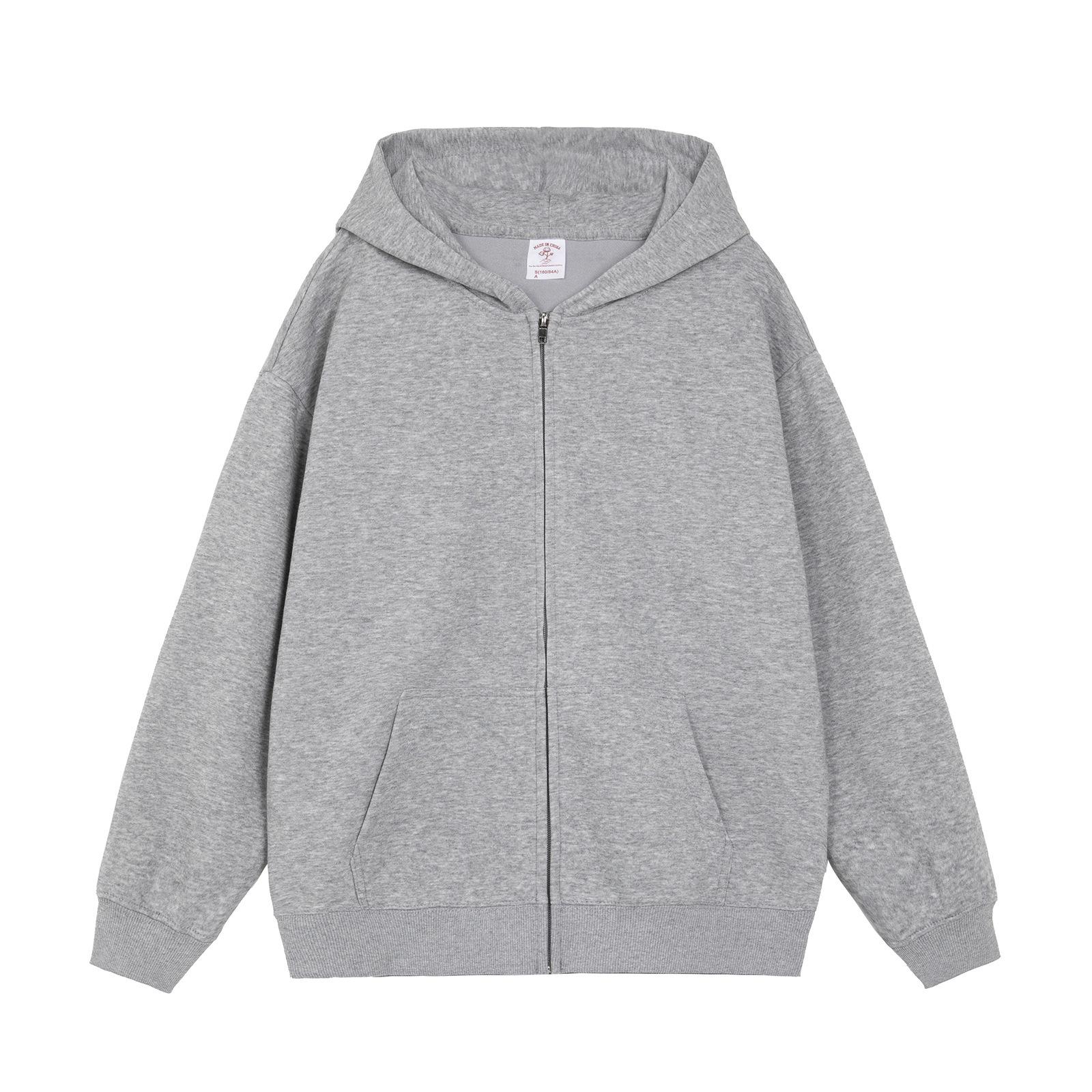 Унисекс Модный Ретро Худи на Молнии, Повседневный Свободный Крой XXL серый