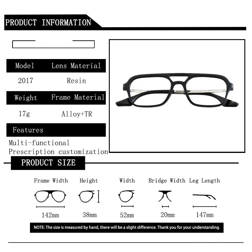 New Brand Alloy Double Beam Square Men Women Myopia Optical Prescription Nearsight Anti Blue Light Eyewear