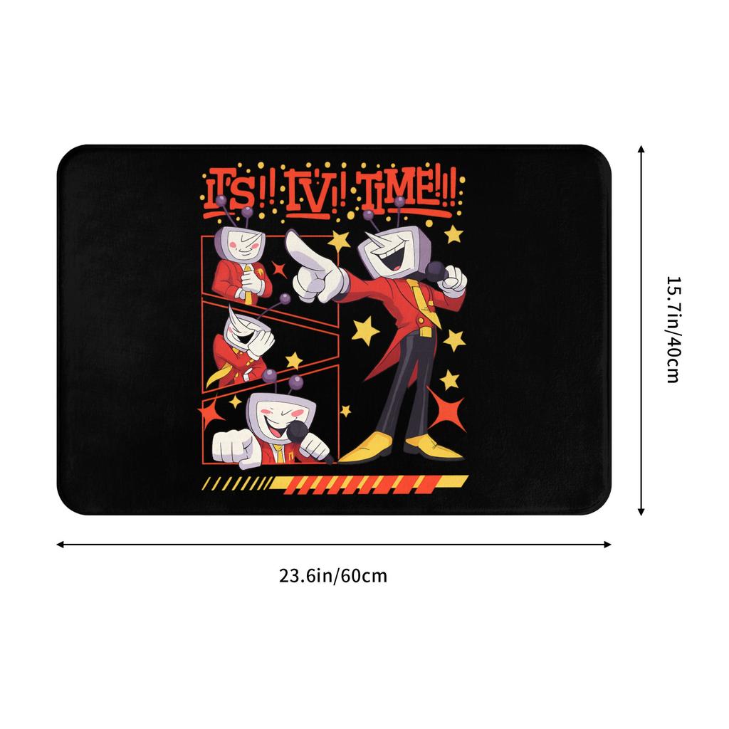 Tenna Deltarune Game Door Floor Bathroom Mats Anti-Slip Outdoor It's TV Time Meme Doormat Bedroom Balcony Entrance Carpet Rug