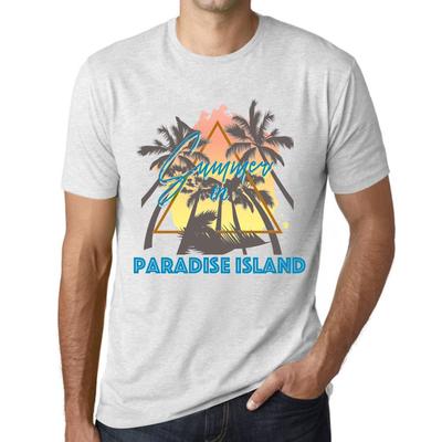 Men’s Vintage Tee Shirt Graphic T Shirt Summer Triangle Paradise Island Vintage White