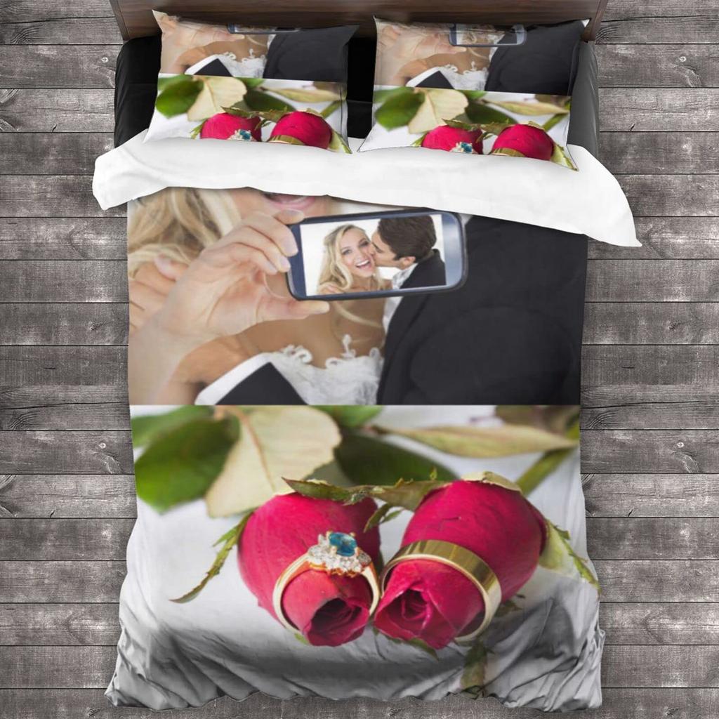 Custom Valentine'S Day Duvet Cover With Pillowcases Microfiber Photo 3D Digital Printed Bedding Set Full Queen King