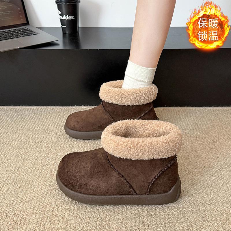 Winter thick-soled non-slip cute caramel snow boots 22 new student height increase casual outer cotton shoes