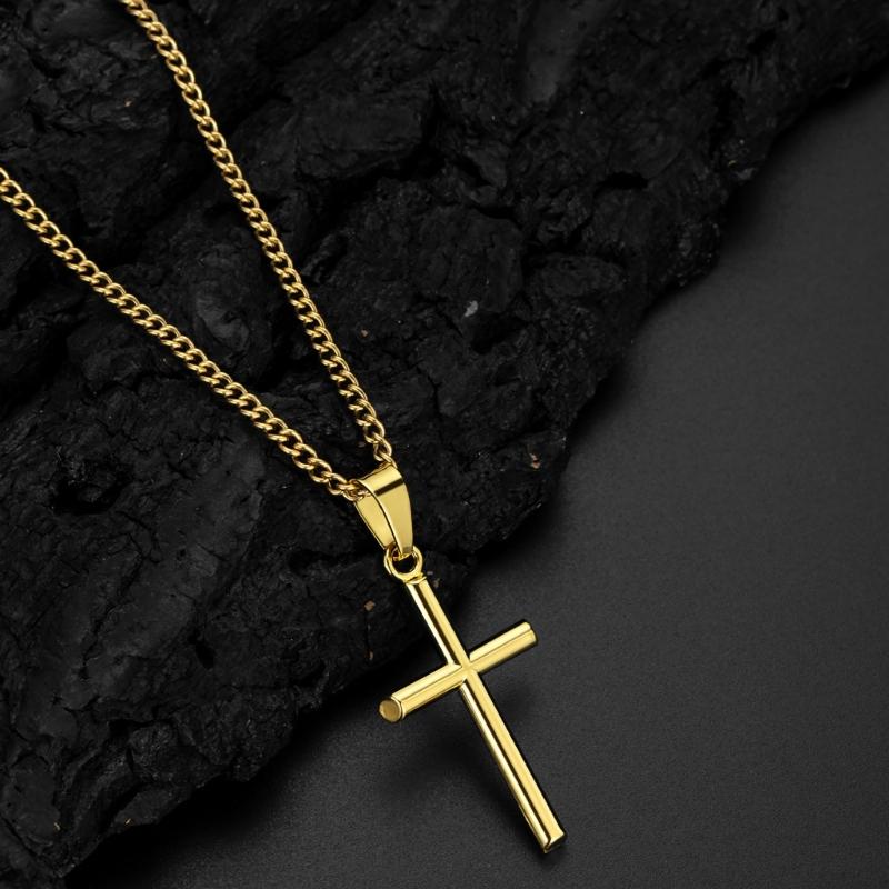 Elegant Crosses Necklace Charm Sturdy Alloy Pendant Comfort Fits with Adjustable Length Chain for Everyday Wear