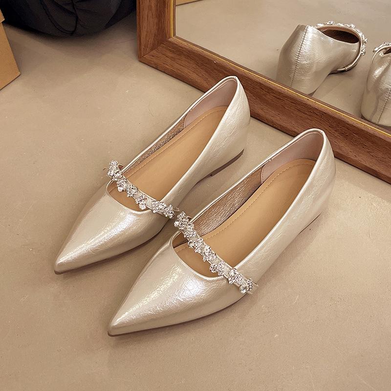 

Легкая роскошь, слово из стразов, туфли-лодочки с острым носком, женские новые модные вечерние туфли, внутренняя платформа, туфли Мэри Джейн 40 шампанского