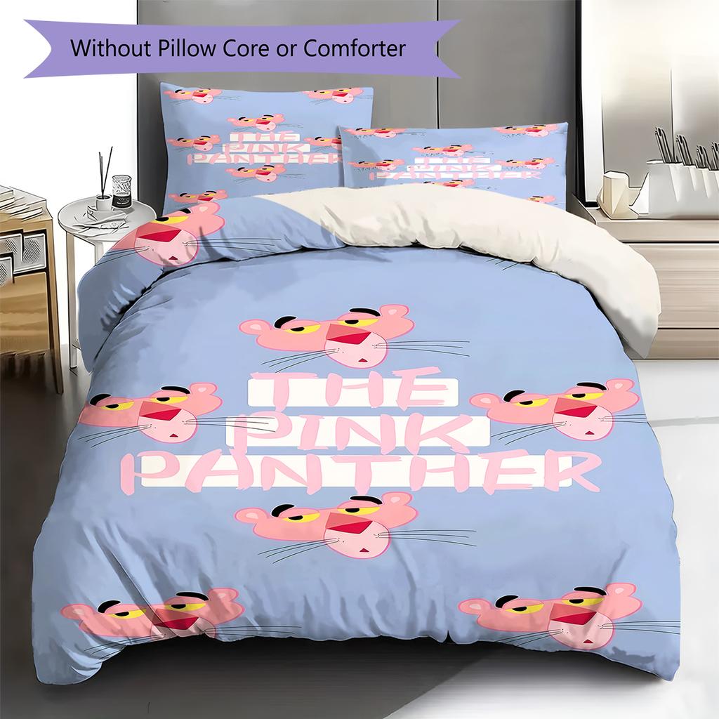 Pink Panther Muster Bettwäsche, Steppbett Set Bettbezug Kissenbezug Zuhause Geburtstagsgeschenk (1 Bettbezug + 2 Kissenbezüge, ohne Füllung)