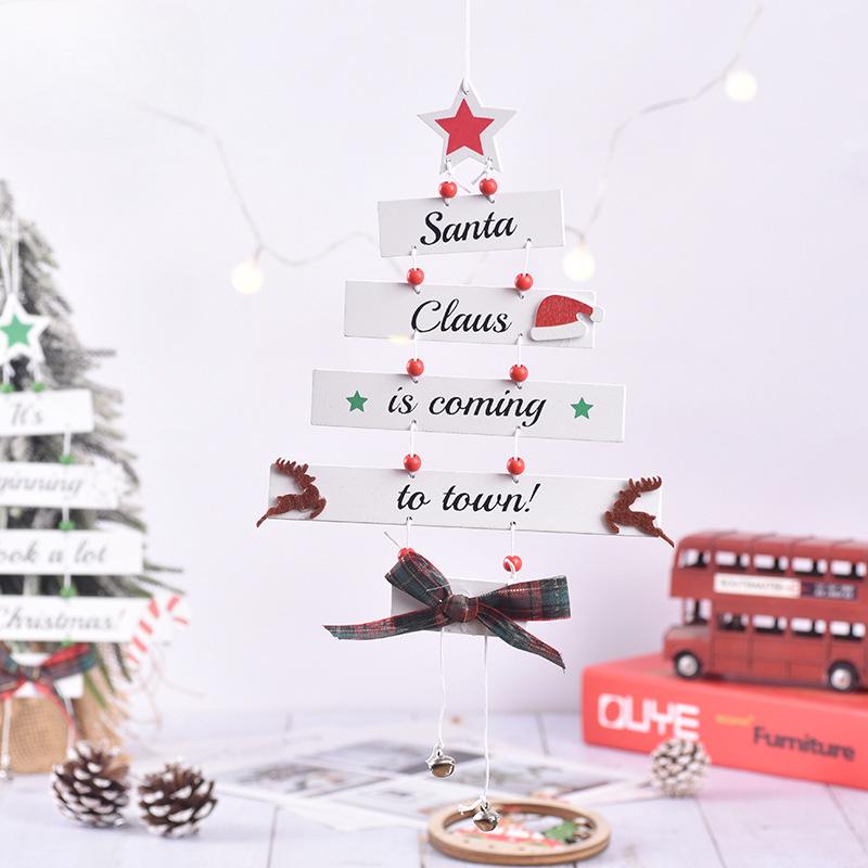 Christmas Decorations, Christmas Tree Shapes, Wooden Pendants, Colorful Letter Pendants, Christmas Shop Windows, Scene Decoration Props