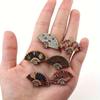 10Pcs Painted Fan Wooden Pendant DIY Crafts Supplies Hanging Ornaments Retro Wood Slices Home Decor.