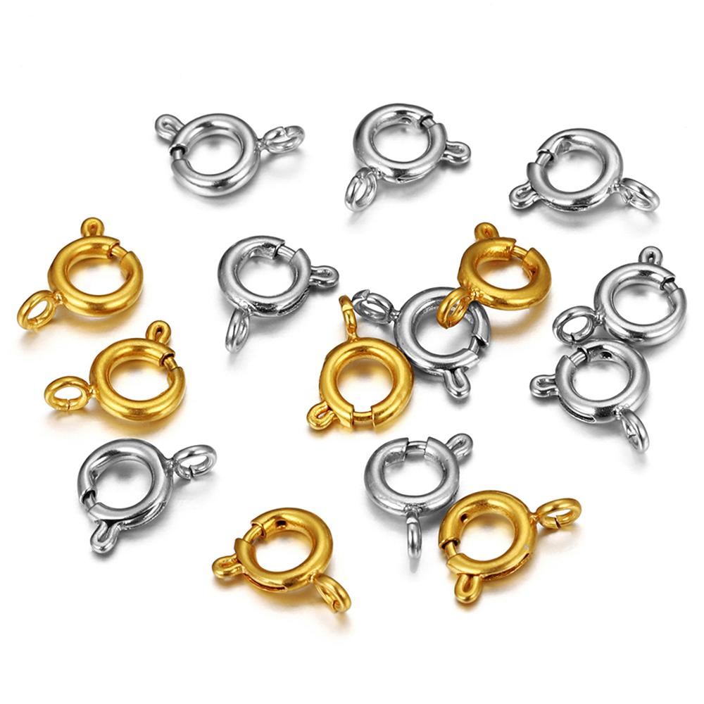 10pcs/lot Stainless Steel Gold Round Claw Spring Clasps Hooks for Bracelet Necklace Connectors DIY Jewelry Making Supplies