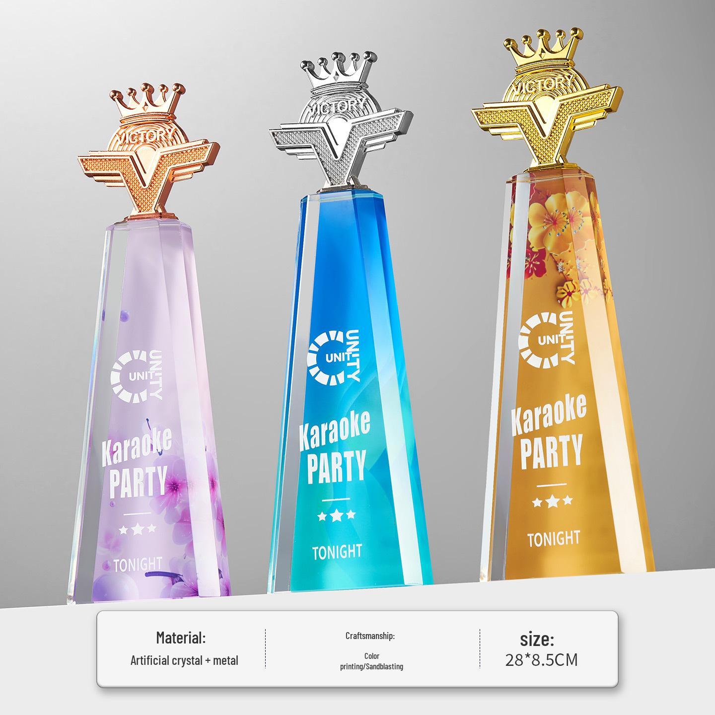 Crystal & Metal Star Trophy - Engraved Award for Ceremonies & Annual Meetings