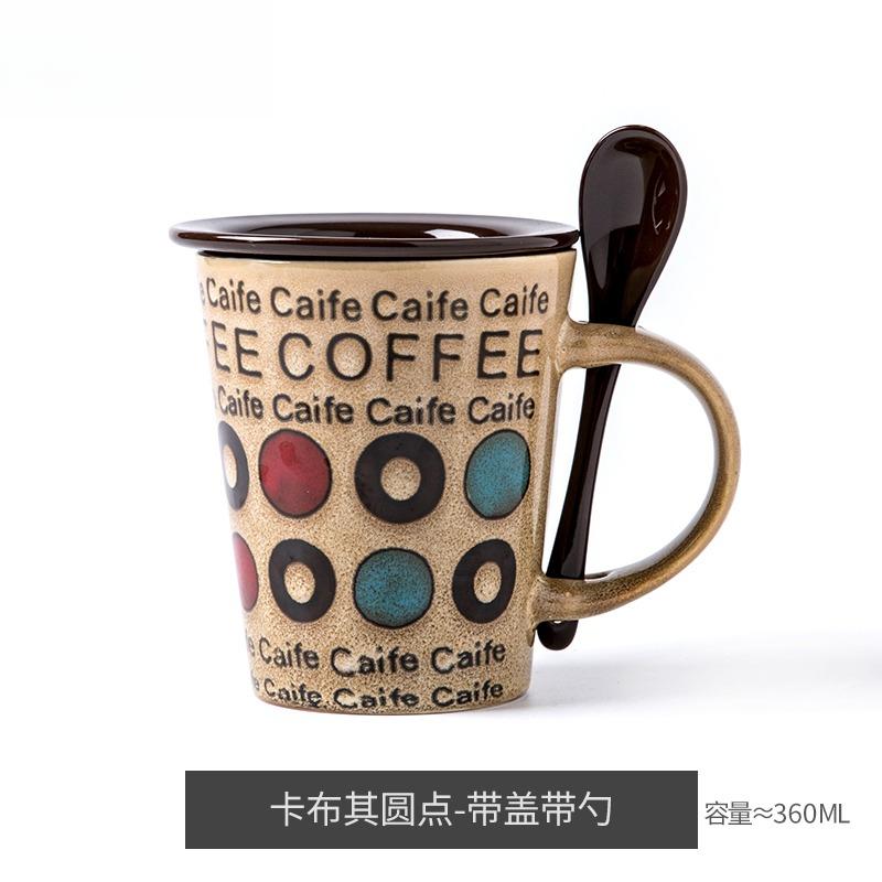 Creative Cup Personalized Trendy Ceramic Coffee Mug Milk Cup Mug Household Drinking Mug with Lid Spoon