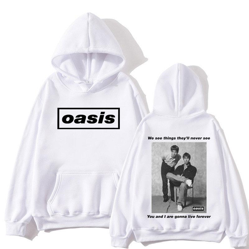 O-Oasis Graphic Hoodie British Rock Band Vintage Pullover Sweatshirts Men's Women Hip Hop Fashion Oversized Pullovers Streetwear