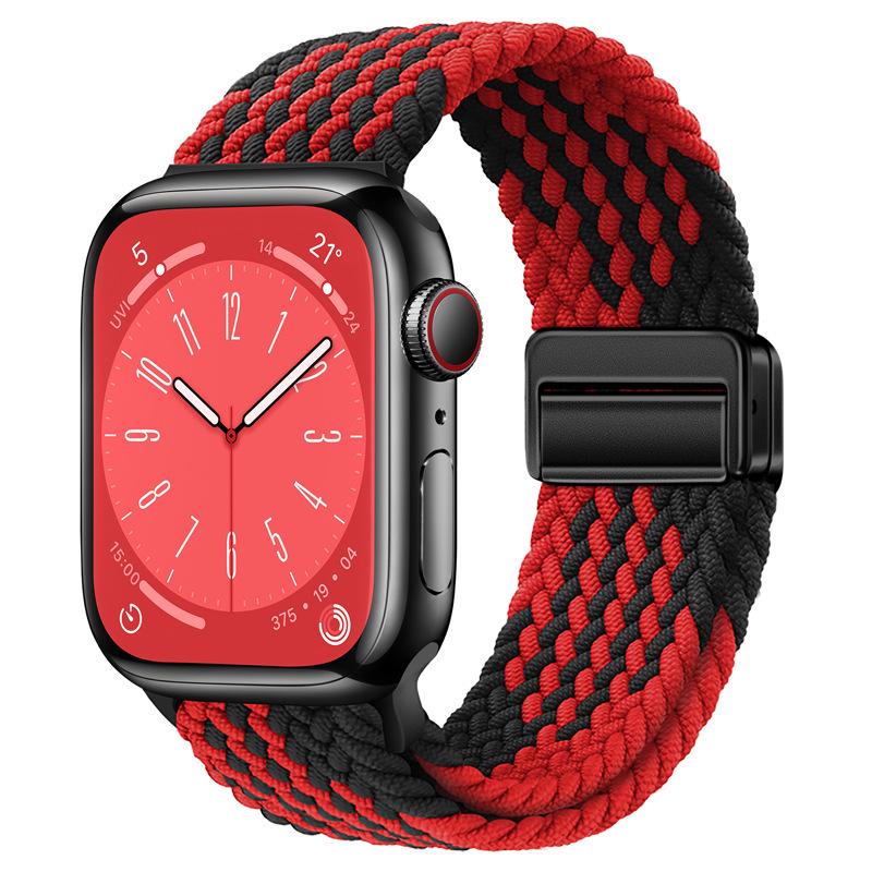 Elastisches Regenbogen-Nylon-Gewebe Apple Watch Armband mit Magnetverschluss