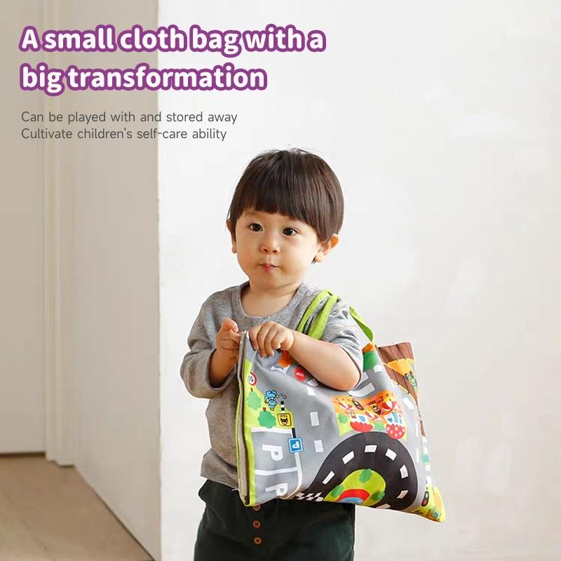 Soft Car Toy Set with Play Mat and 9 Vehicle for Toys Baby Early Education Toy Parent-child Interaction Sound Paper Rattle Toys