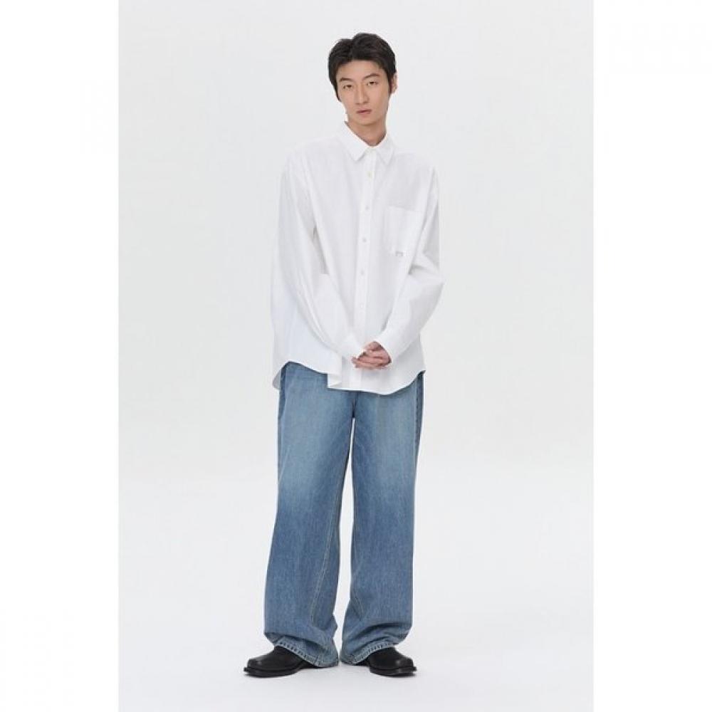 Customellow Oversized Fit Solid Shirt White C9sam26204whx