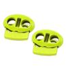 30pcs Fluorescent Green & Dark Blue Metal Cord Locks Double Hole Toggles  For Drawstrings