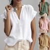 Women V Neck Short Sleeve Ruffle Blouse Casual Loose Fit Top Multi Color