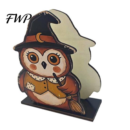 Holiday Party Supplies Halloween Wooden Napkin Holder, Cute Black Cat Mummy Pumpkin Reusable Wood Craft Desktop Organizer for Party, Spooky