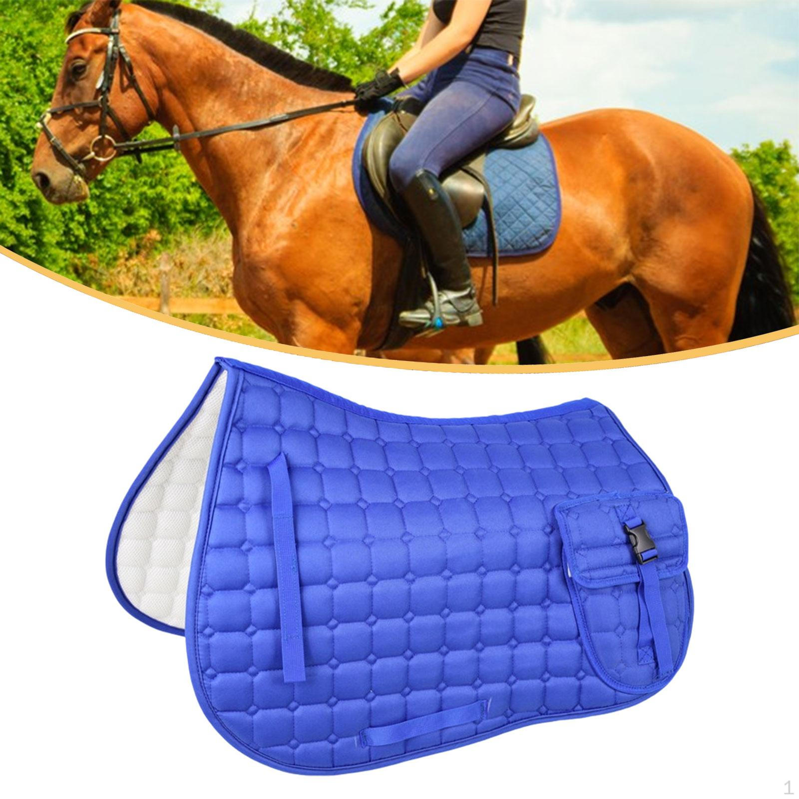 Хлопковая подпруга для лошадей, Попона с карманом, Нескользящая, Впитывающая пот, Дышащая, синий