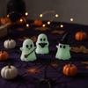 9PCS Glow in Dark Halloween Luminous Mini Ghost Statue Micro Landscape Decor Set  Flower Pot