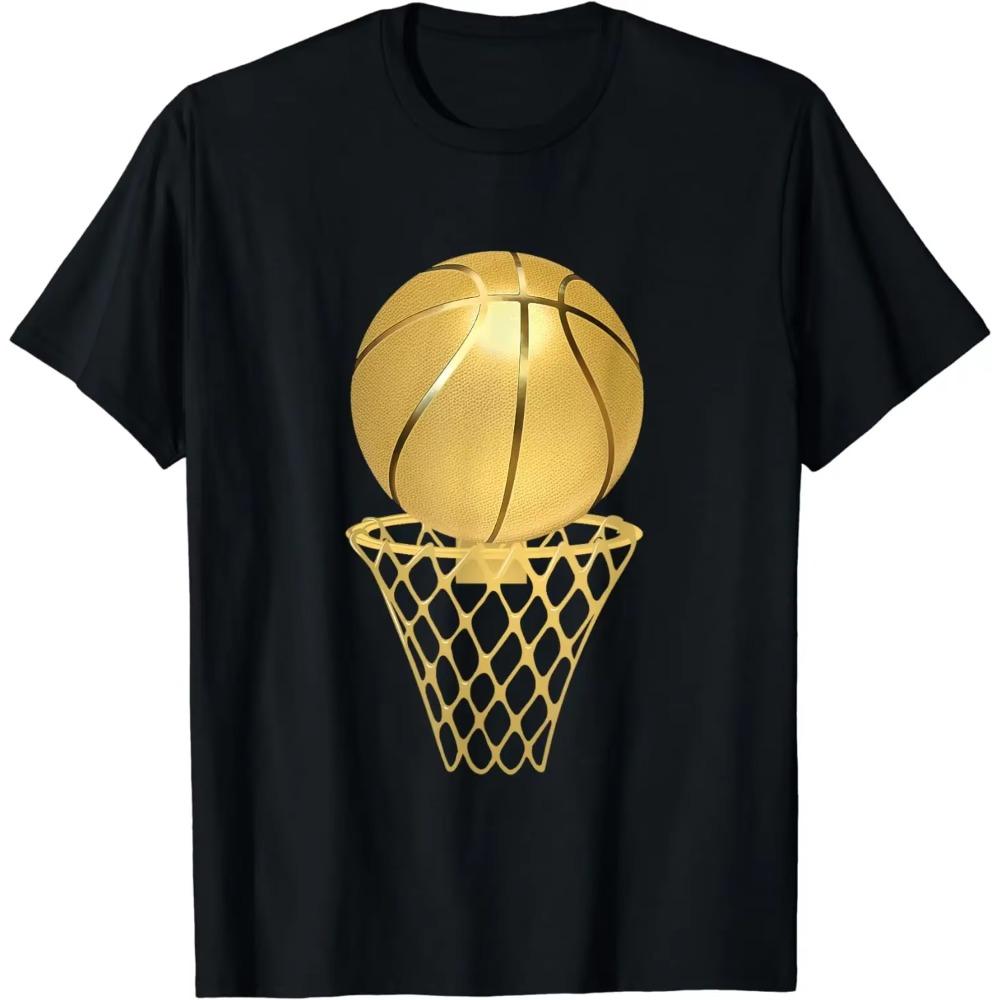 Golden Basketball Player Game Team Sports Lover T-Shirt for Men Women Cool Design Tee  Clothing