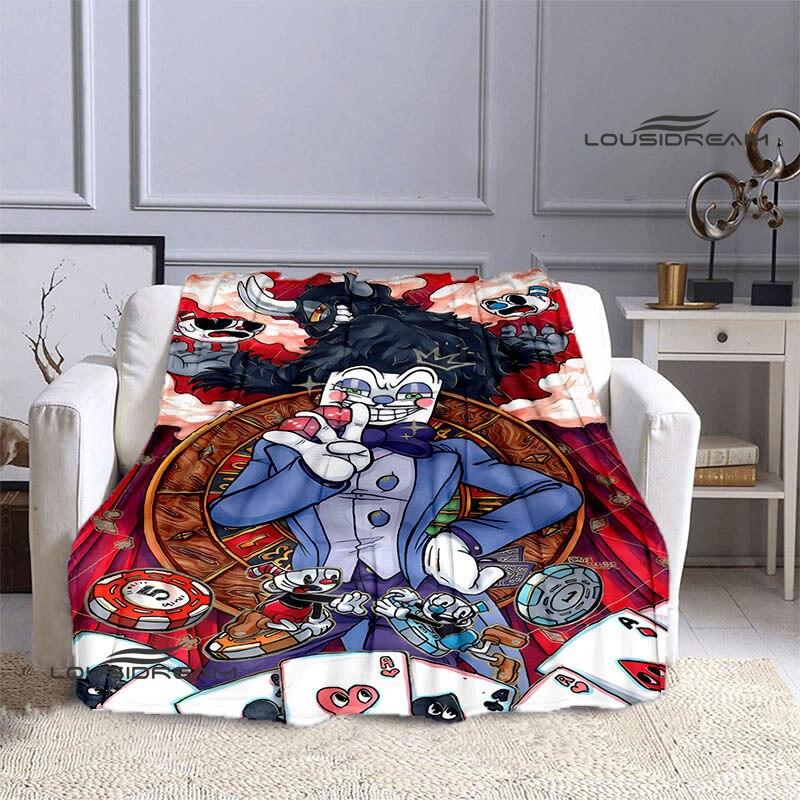 Cuphead Anime Bedruckte Decke für Kinder, warme, schöne Decke, Flanell, weiche und bequeme Decke, Heimreise, Geburtstagsgeschenk