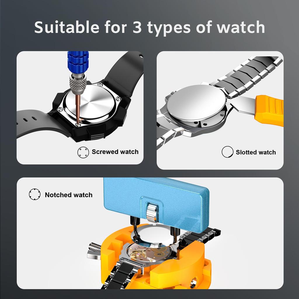 JOREST Watch Watch Repair Watch Strap Adjustment and Replacement Watch Battery Replacement Watch Back Removal Tool Spring Bar Instruction Manual