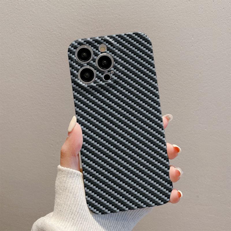 Carbon Fiber Texture Full-Wrap Phone Case for iPhone 15 and 14 Pro Max