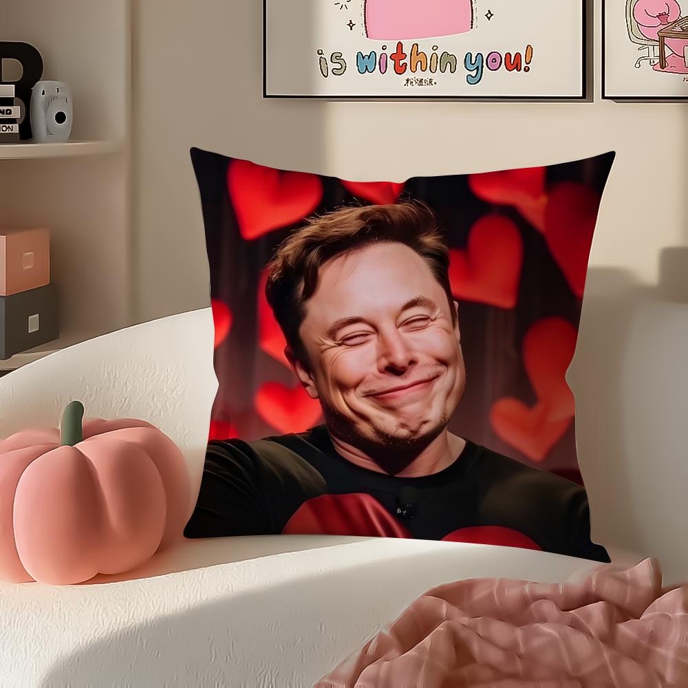 EElon MMusk meme Cushion Cover Pillowcase Short Plush Invisible zipper Room Sofa Cushion Cover