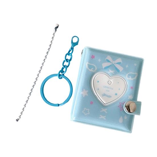 Love Heart Small Photo Album Keychain 32 Pockets Hollow Photocard Binder for 2 Inch Photo Mini Photo Card Book Holder for