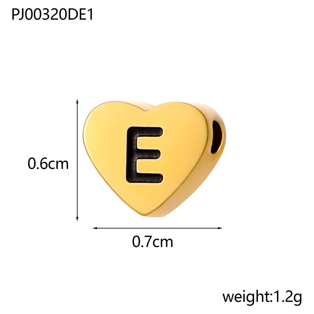 CARLIDANA Stainless Steel Alphabet Pendant Jewelry Accessories Gold Plated Black Letter Charm Heart Initial Beads for Jewelry