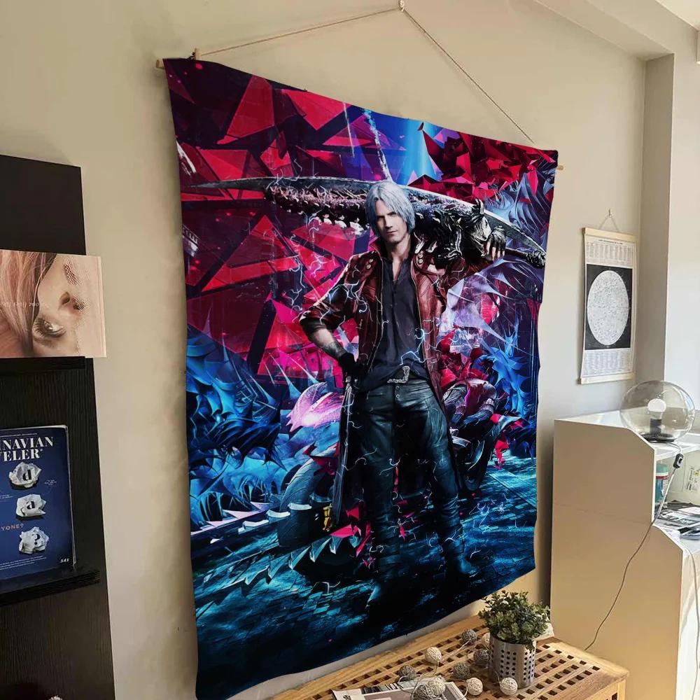 Game Devil May Cry Anime Tapestry Hippie Flower Wall Carpets Dorm Decor Cheap Hippie Wall Hanging