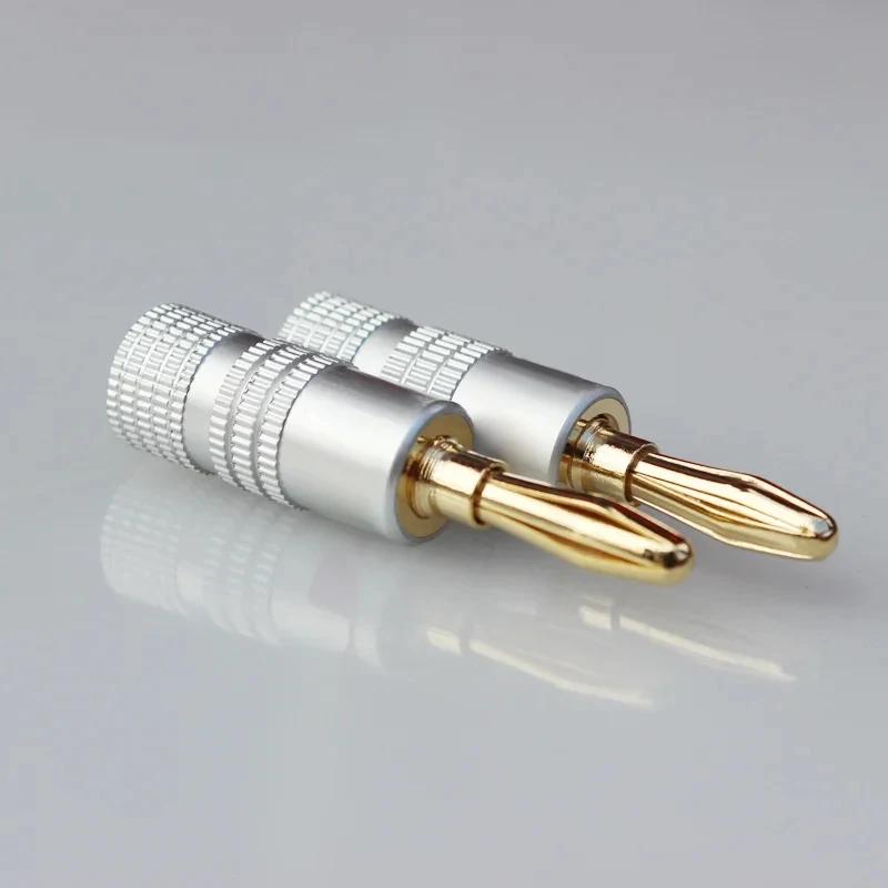 4pcs Banana Connector 4mm Speaker Banana Plugs 24K Copper Gold Plated 4mm Banana Jack Match with 4mm Binding Post