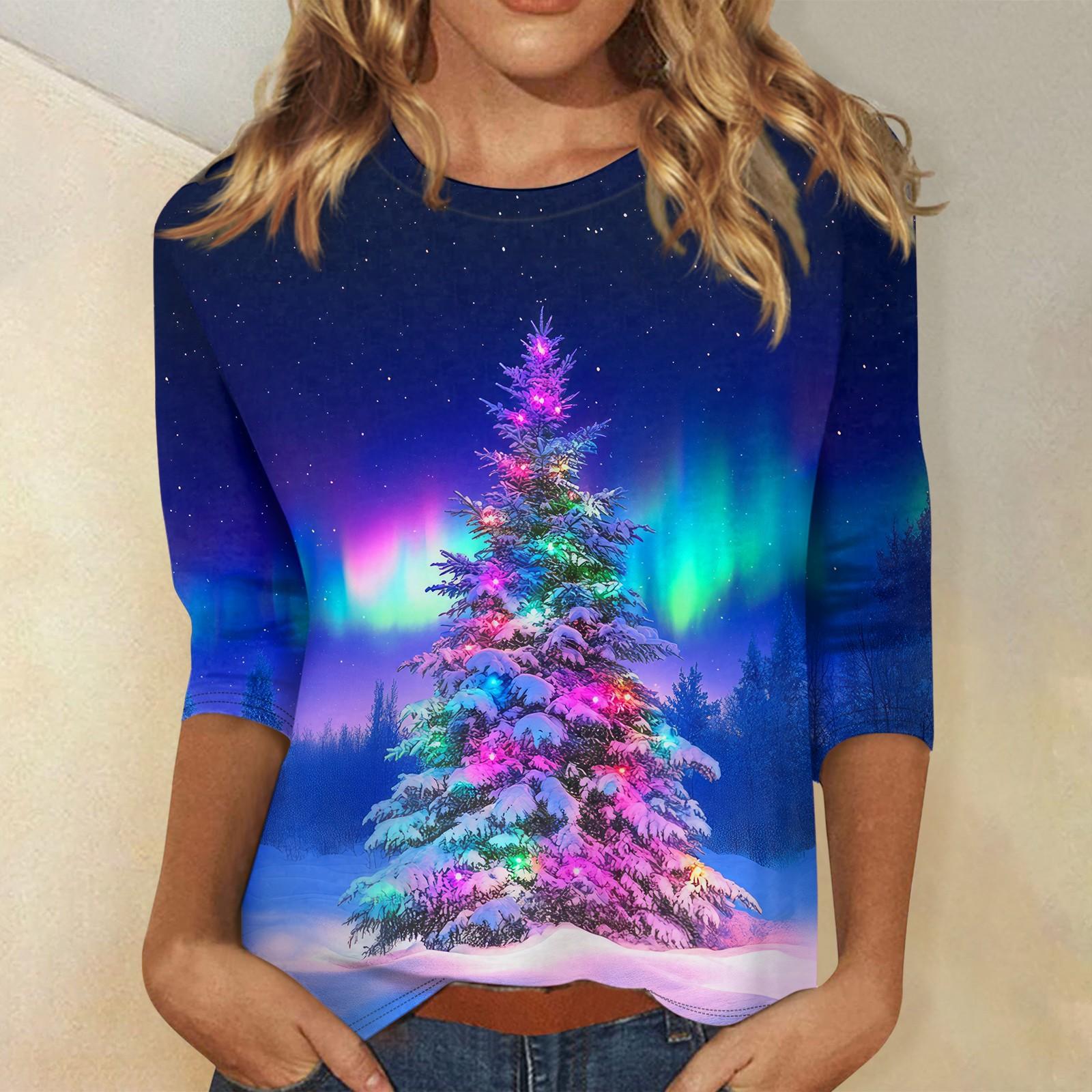 

Женская модная повседневная свободная футболка с круглым вырезом и рукавами 3/4 с принтом, женский топ XXL