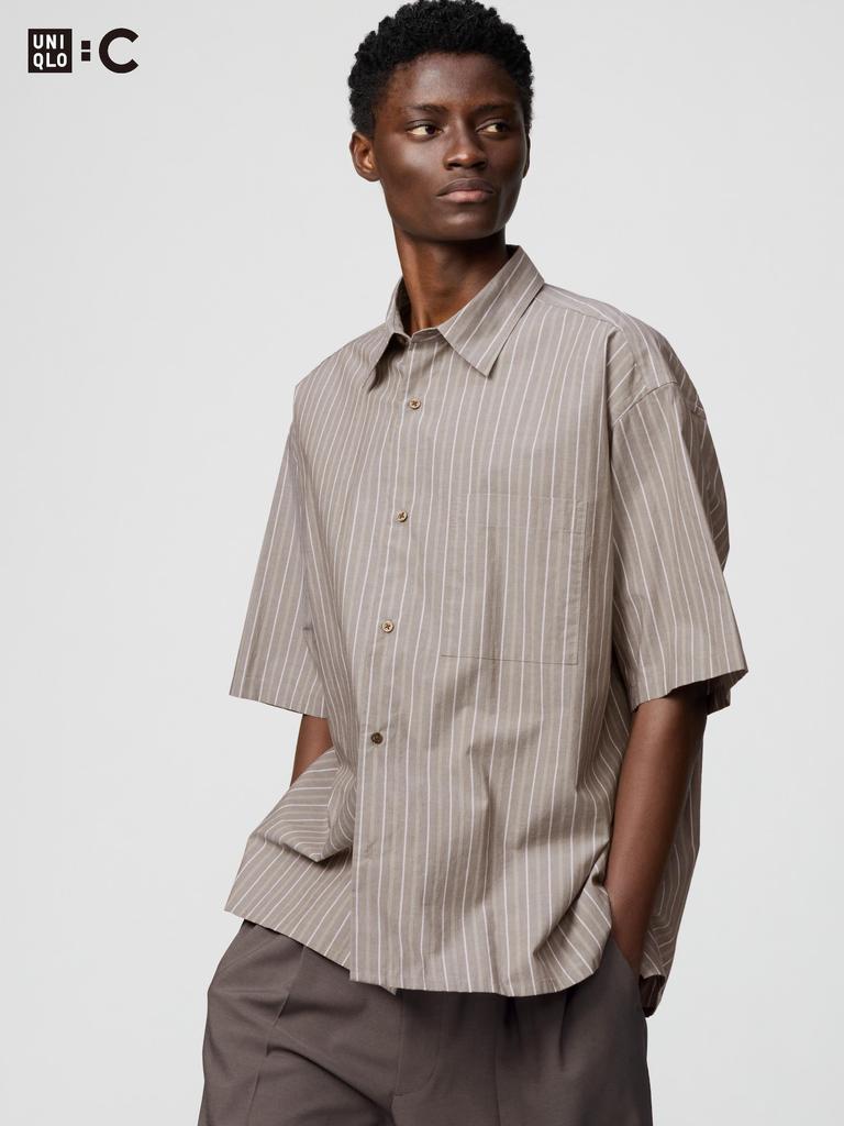 Uniqlo BroAdcloth Oversized Shirt  Short Sleeve  Stripe A