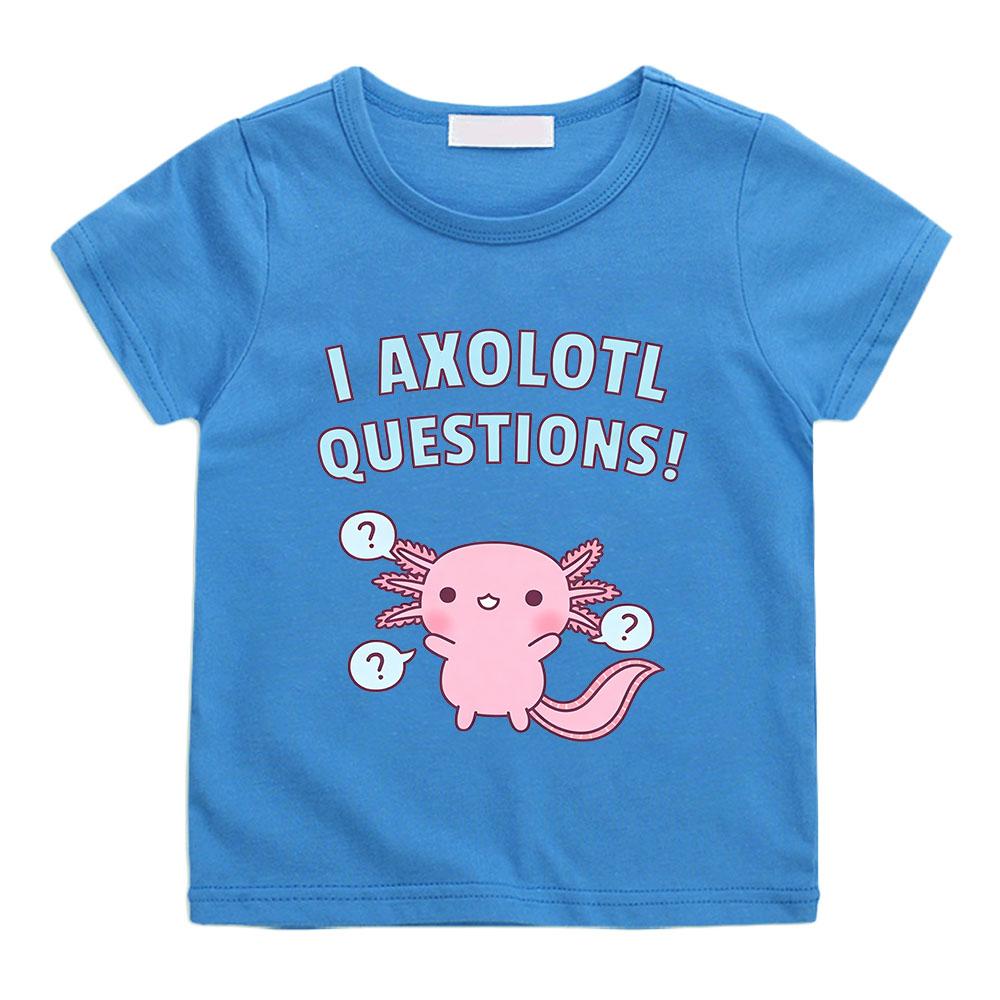 Rosa Axolotl Kinder T-Shirts 100% Baumwolle Lustiger Cartoon Aufdruck Kurzarm Jungen Mädchen T-Shirts Sommer Freizeit Rundhals T-Shirt