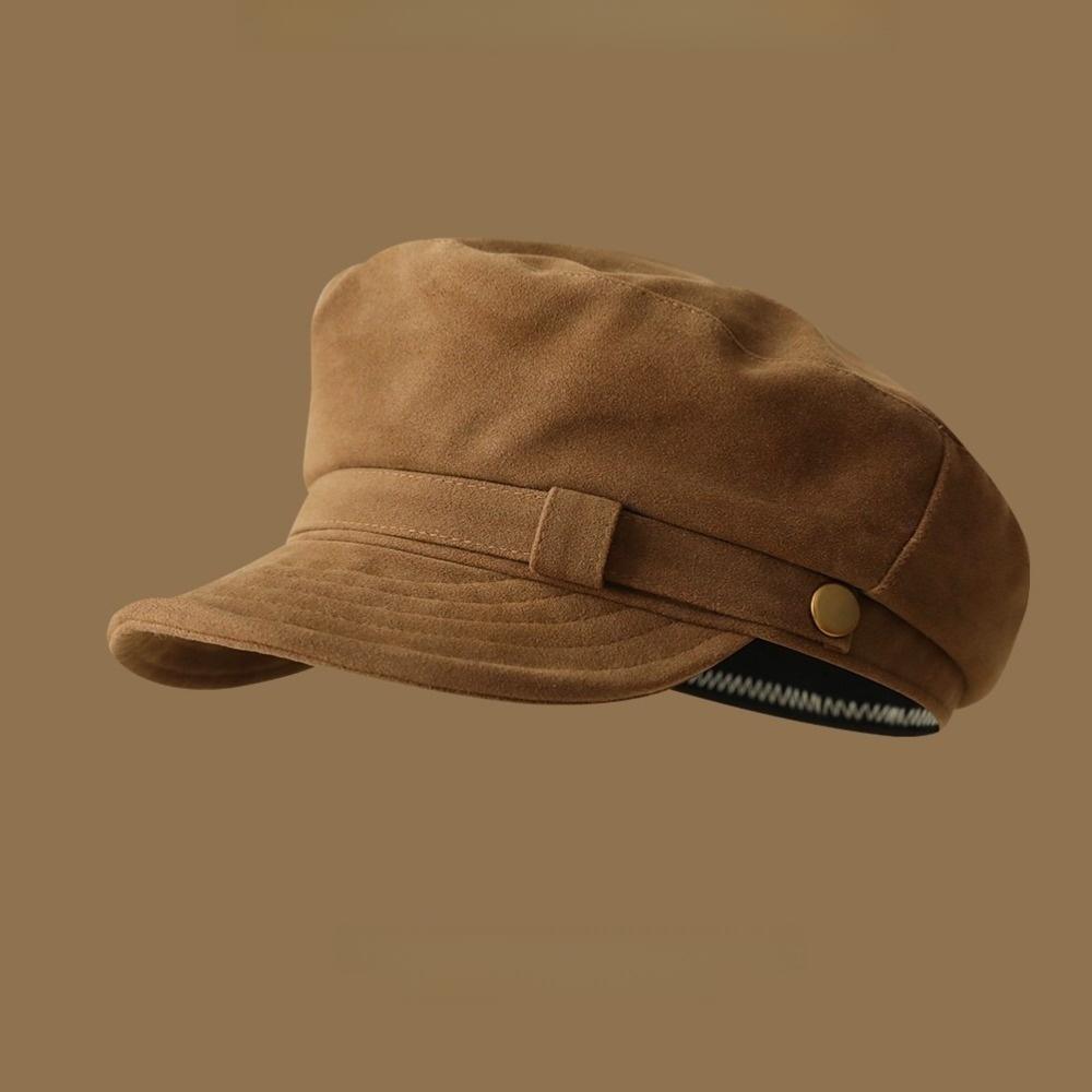 Short Brim Suede Berets Flat Top Painter Hat Vintage Artist Hat  Girls