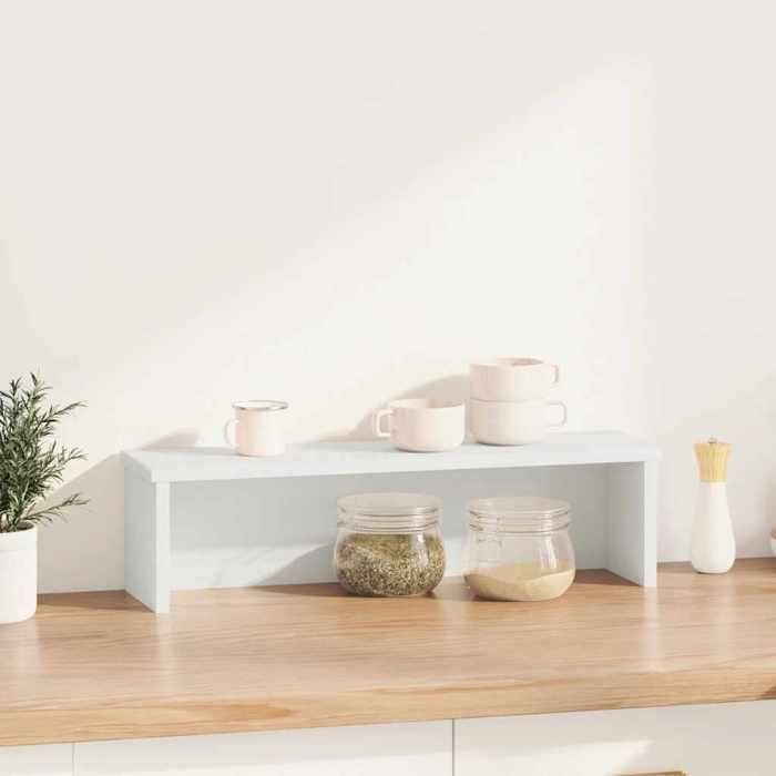 VidaXL Étagère de cuisine empilable blanc 50x15x16cm bois d'ingénierie, étagère de rangement de cuisine, organiseur 860481