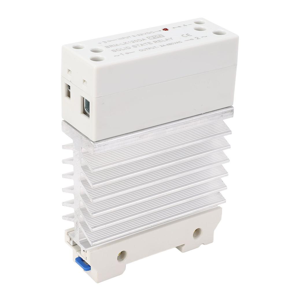 State Relay -AC 120A, Enhanced Heat Dissipation,   Life Single Phase SSR Module with Heat Sink for DIN Rail Installation