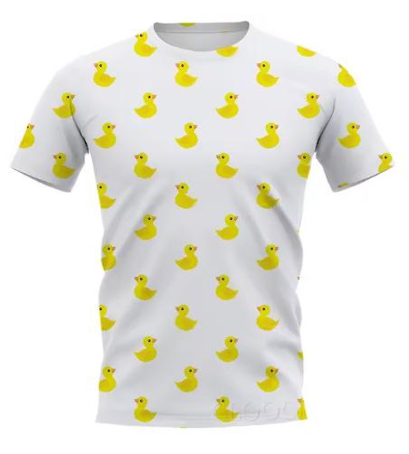 Cartoon yellow duck T-shirt 3D printing T-shirt men's and women's T-shirt short-sleeved street trend crew neck top Asian size