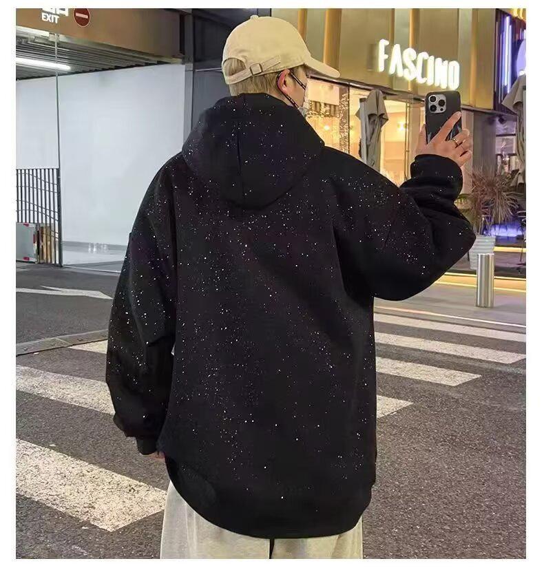 Tide Strass-Kapuzenpullover: Unisex Oversized Glänzendes Sweatshirt für Herbst & Winter