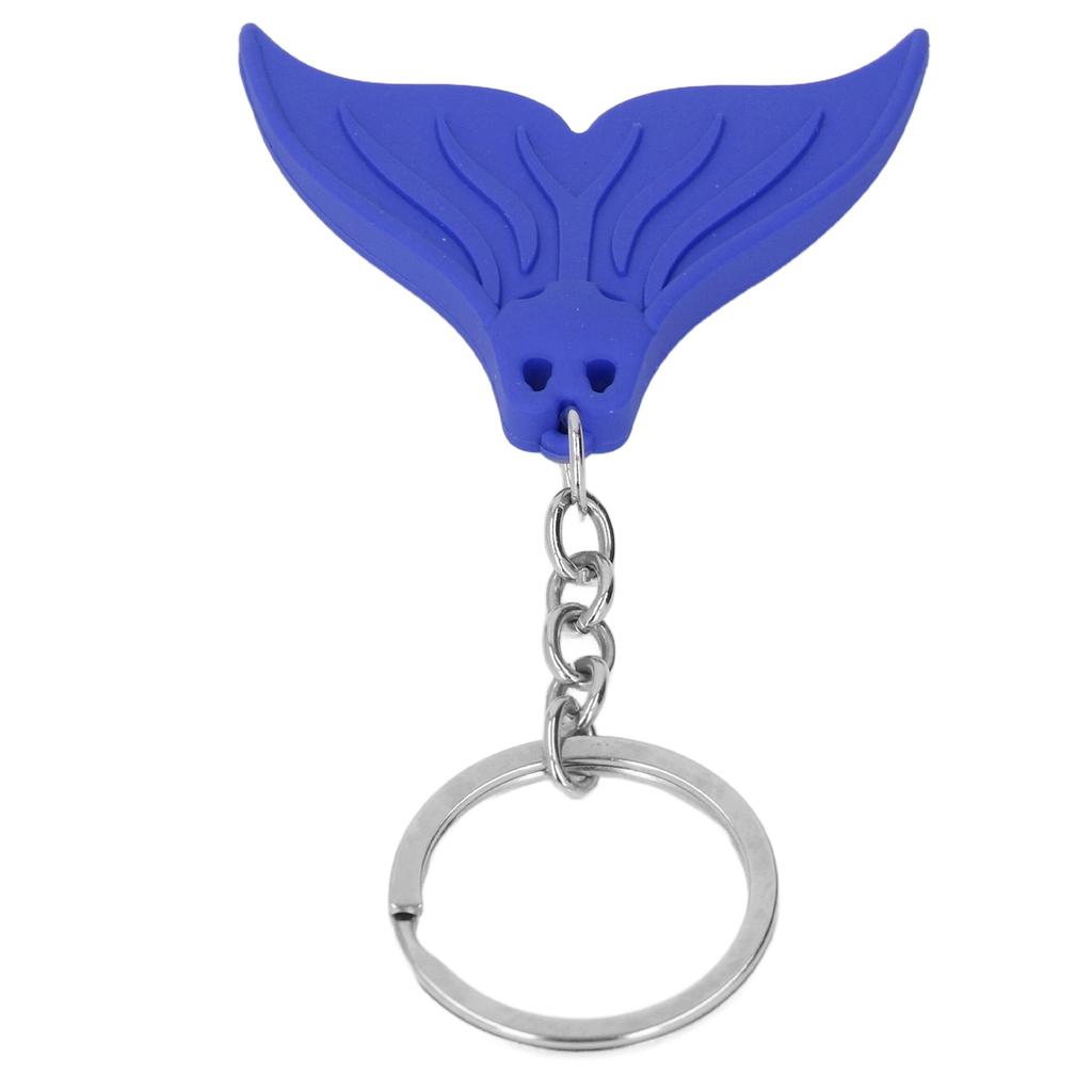 Mermaid Tail Keychain Diving Theme Soft Silicone Keyring Decorative Fish Tail Pendant Dark Blue