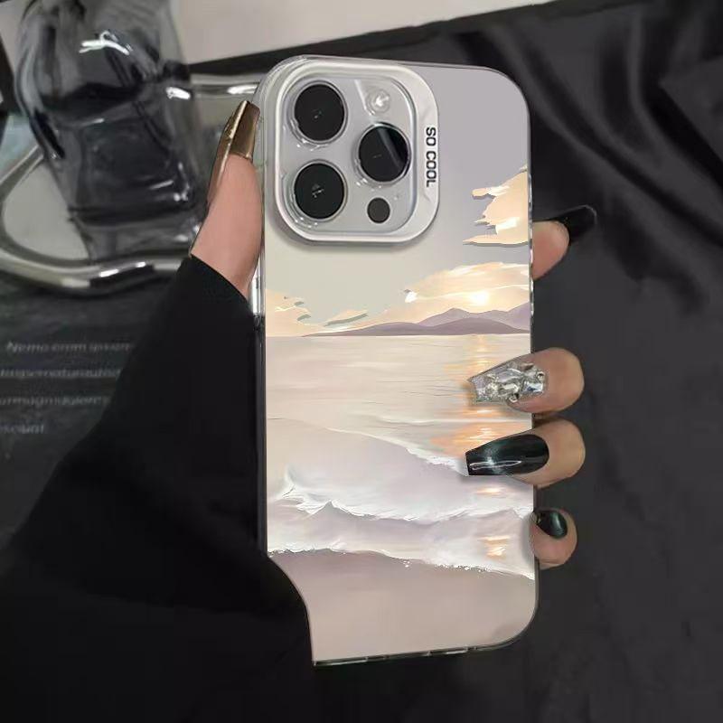 Seaside Sunrise Iridescent Shell Phone Case for Apple 11/12/13/14 Pro/Pro Max/15/16/17 Cross-Border Style