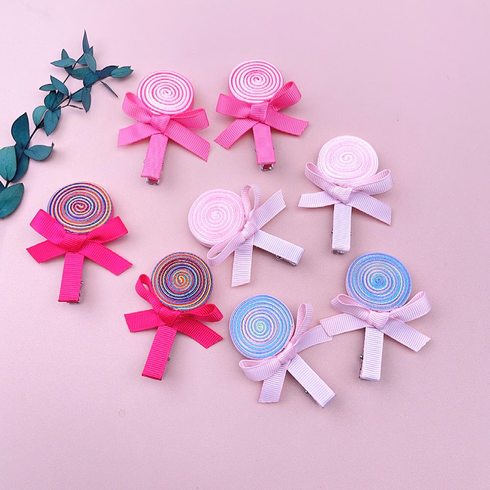 Pink Candy Edge Handmade Bow Hair Clip for Kids