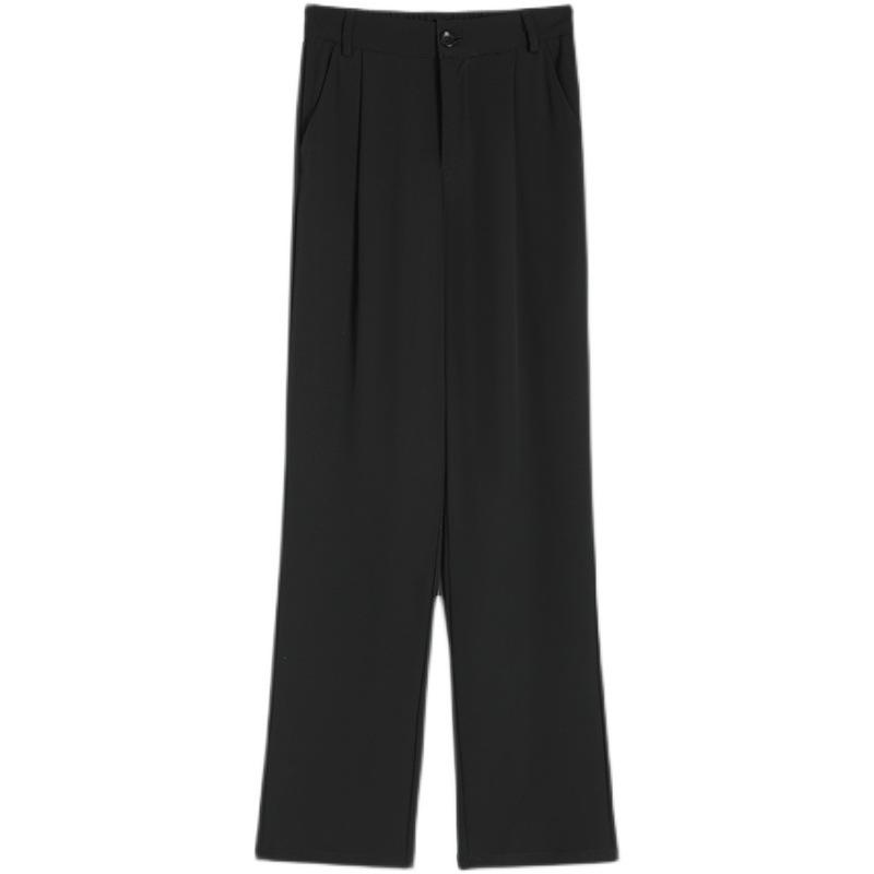 Women's High Waist Wide Leg White Suit Pants - Spring/Autumn Thin Style, Straight Loose Fit with Elegant Drape, Trendy and Versatile.